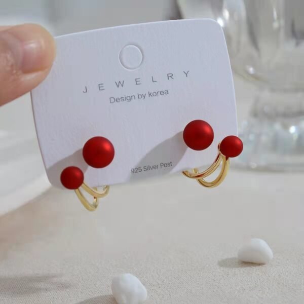 New Style High-end Sterling Silver Earrings French Net Red Ear Buckles - Image 5