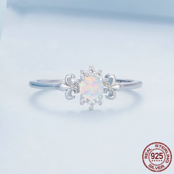 Sterling Silver S925 Oper Ring With White Gold Plated Zircon Pattern - Image 2