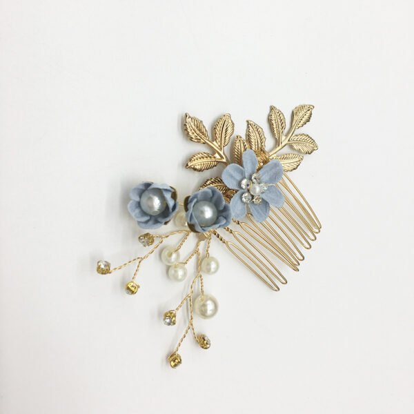 Blue White Purple Color Flower Hair Comb - Image 10