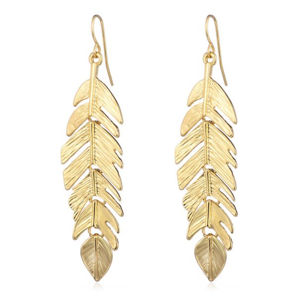 European And American Fashion Simple Tassel Leaf Long Earrings - Image 2