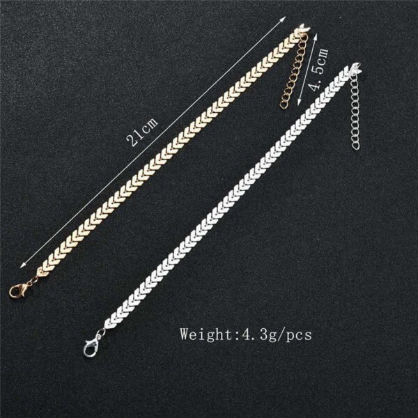 Jewelry Double Layer Fishbone Anklet Women's Beach - Image 4