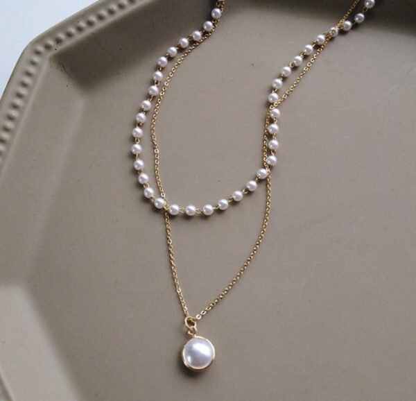 Fashion Simple Chain Beaded Multilayer Necklace Pearl Pendant Necklace Summer Beauty Jewelry - Image 3