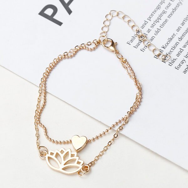 Simple Female Personality Hollow Lotus Love Bracelet Jewelry - Image 5