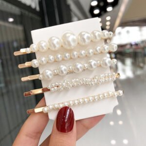 Simple Side Clip Girl Heart Pearl One Word Clip Bangs Clip Set