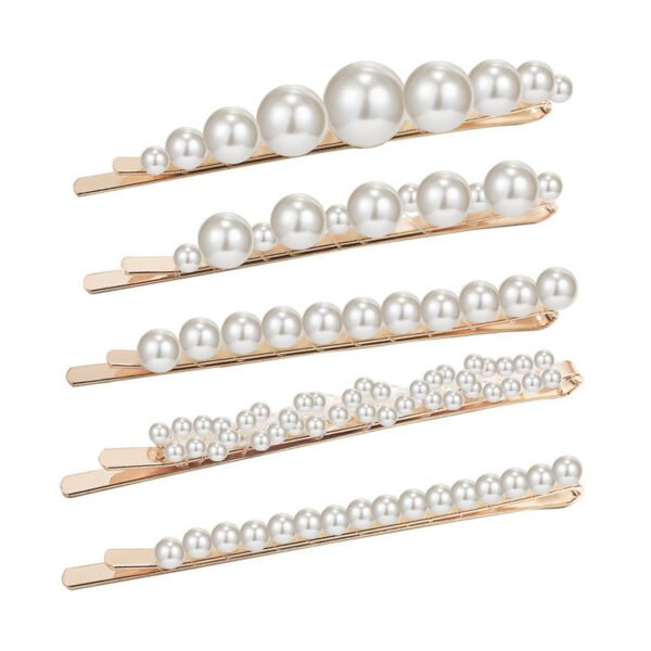 Simple Side Clip Girl Heart Pearl One Word Clip Bangs Clip Set - Image 2