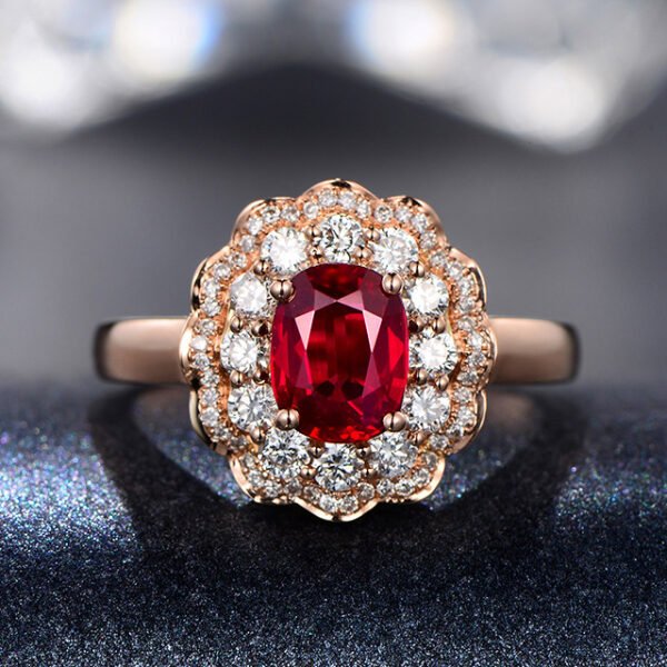 Red Flower Color Treasure Ring Women - Image 5
