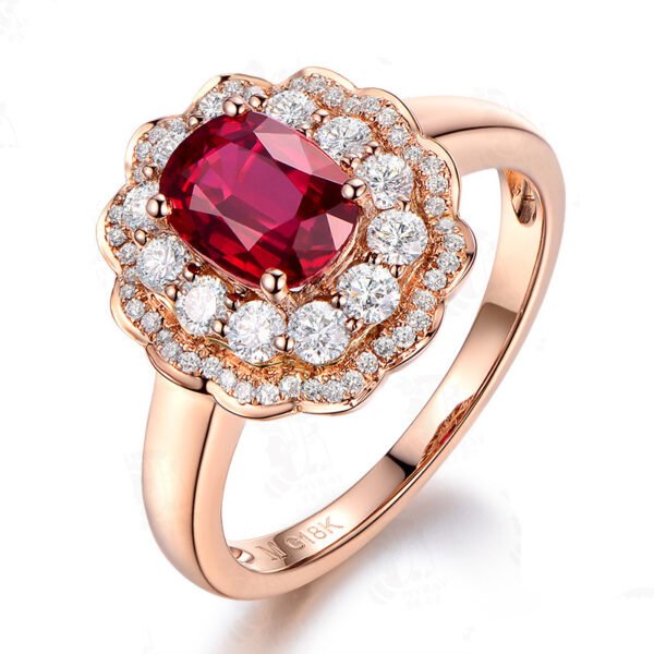 Red Flower Color Treasure Ring Women - Image 4