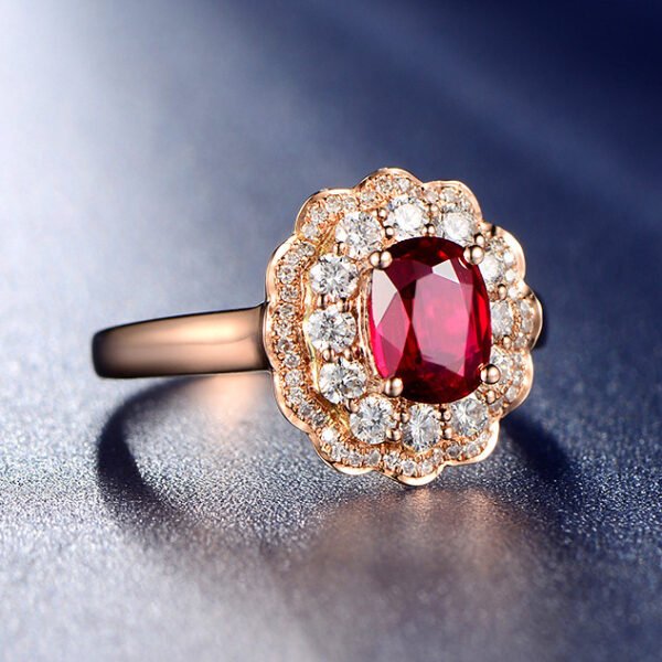 Red Flower Color Treasure Ring Women - Image 3
