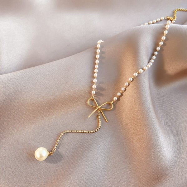 Fashion Clavicle Chain Long Small Drop Pearl Necklace Women''s Summer - Image 3