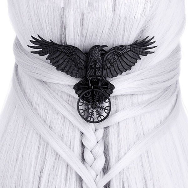 Unique Viking Black Oversized Crow Hair Clip Accessories - Image 3