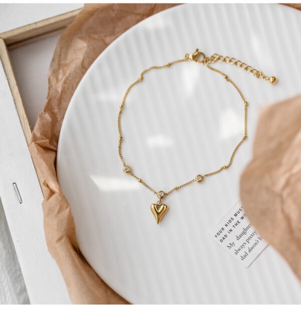 New 18K Gold Love Crystal Anklet Female Ins - Image 5