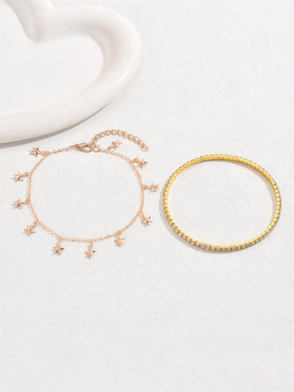 Hollow Heart Tassel Gang Drill Anklet Two-piece Set For Women - Image 10