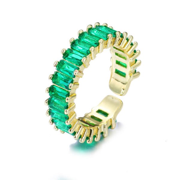 Fashion Emerald Open Zircon Ring Socialite Temperament Party Decorations - Image 3