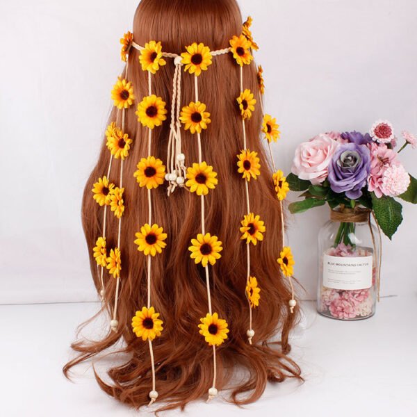 Headdress Garland Sun Flower Hair Band Flower Headband Bohemian Hair Ring Hair Accessories - Image 3