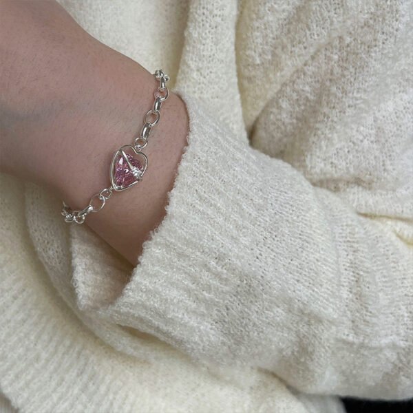 Japanese And Korean High-grade Rhinestone Hollow Heart Clavicle Chain Light Luxury Bracelet - Image 2