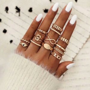 European And American Metal Hollow Ring Set