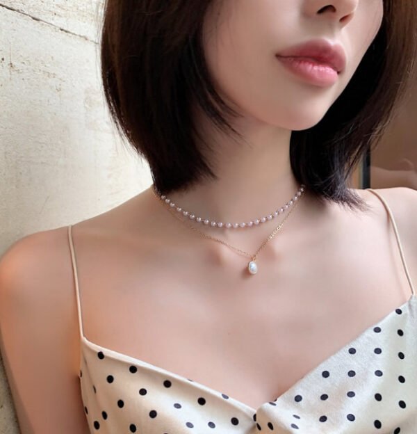 Fashion Simple Chain Beaded Multilayer Necklace Pearl Pendant Necklace Summer Beauty Jewelry - Image 2