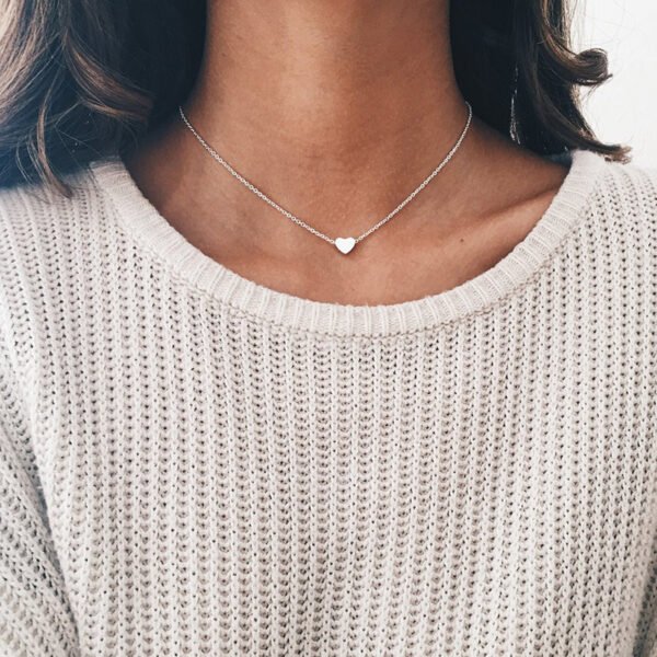 Fashion Tiny Heart Necklace For Women SHORT Chain Heart Shape Pendant Necklace - Image 2