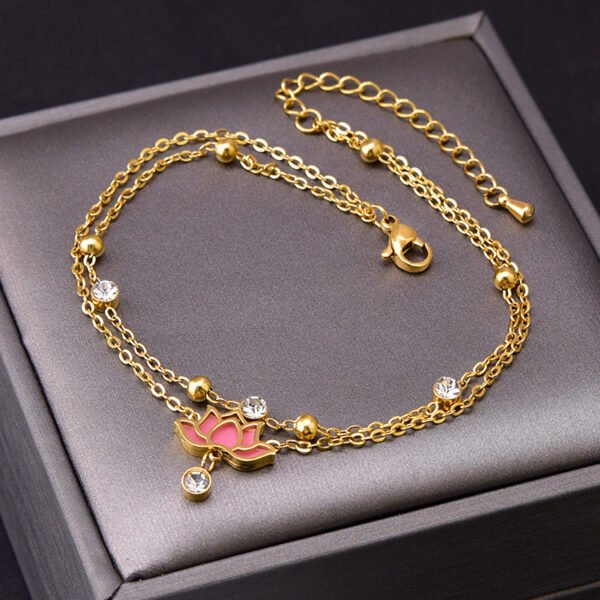 Flower Double Layer Feet Chain Zircon - Image 4