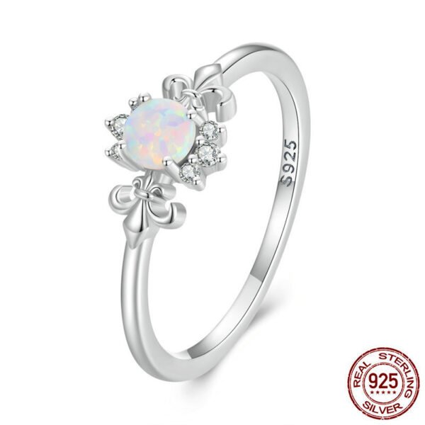 Sterling Silver S925 Oper Ring With White Gold Plated Zircon Pattern - Image 4