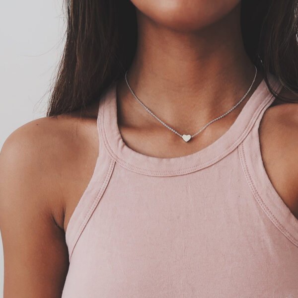 Fashion Tiny Heart Necklace For Women SHORT Chain Heart Shape Pendant Necklace - Image 5