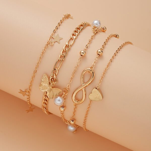 Retro Five Pointed Star Butterfly Feet Chain - Image 4