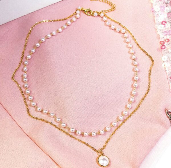 Fashion Simple Chain Beaded Multilayer Necklace Pearl Pendant Necklace Summer Beauty Jewelry - Image 5