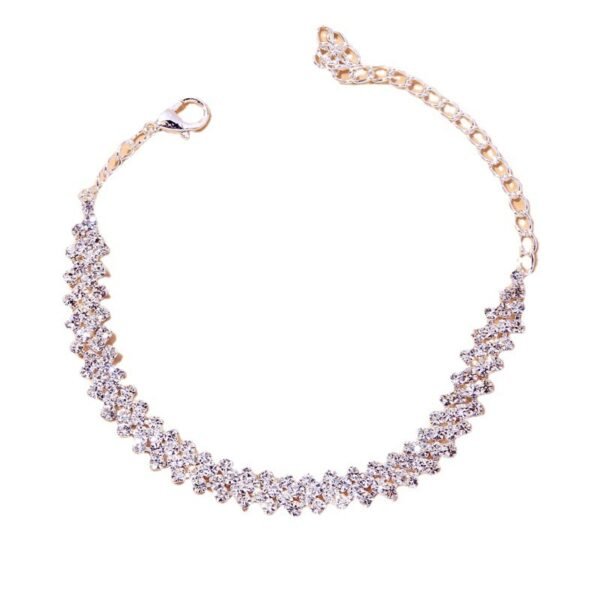 Diamond Shaped Rhinestone Simple Diamond-studded Cross Anklet - Image 2