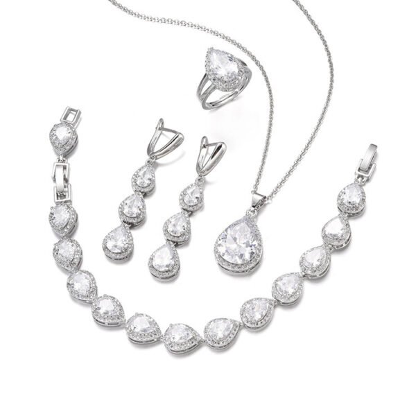 Water Drop Long Necklace Earring Ring Bracelet Ornament Suit - Image 4