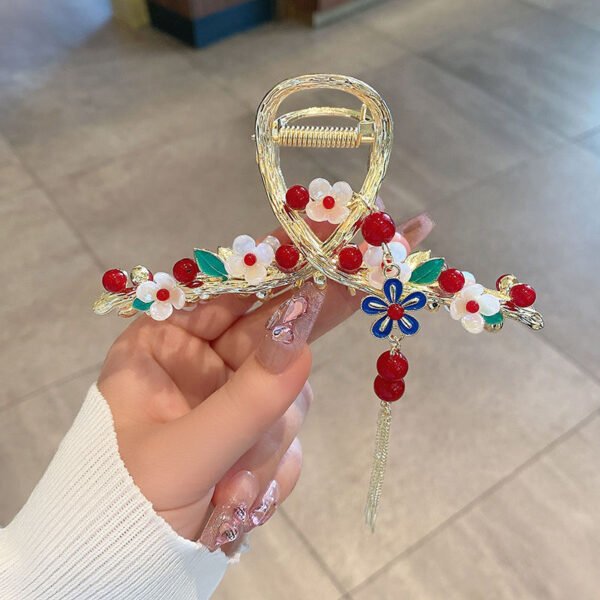 Women's Fashion Tassel Pearl Flower Hair Clip Headpiece - Image 4