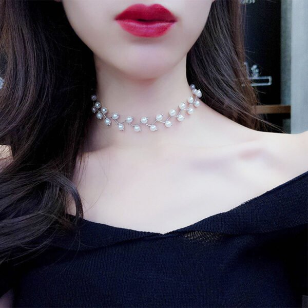 Pearl clavicle chain neck strap simple short paragraph - Image 2