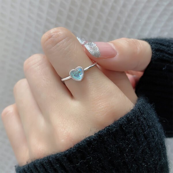 Aurora Moonstone Love Heart-shaped Ring - Image 7
