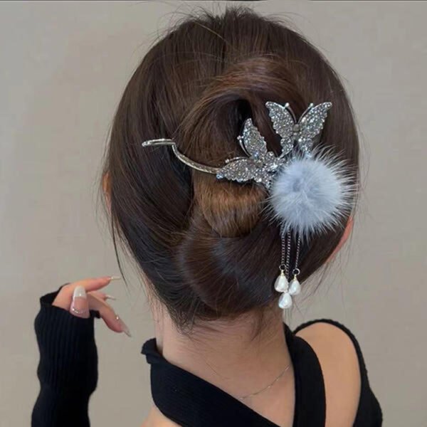 Women's Tassel Rhinestone Butterfly Twist Clip - Image 2
