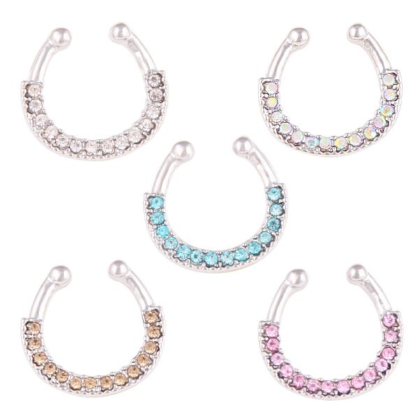 5-color Diamond U-shaped Fake Nose Ring Personality Perforation-free Nose Ring - Image 2