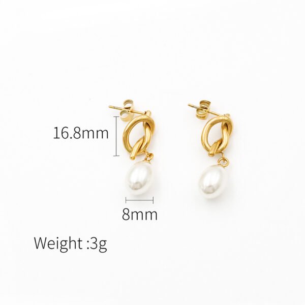 Women's Fashion French Vintage Knotted Pearl Earrings - Image 5
