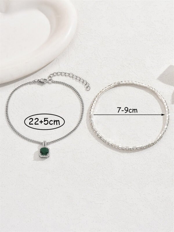 Hollow Heart Tassel Gang Drill Anklet Two-piece Set For Women - Image 6