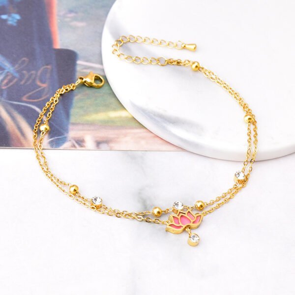 Flower Double Layer Feet Chain Zircon - Image 3