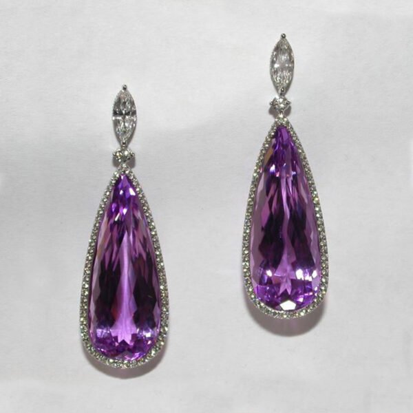Micro-inlaid Purple Zircon Long Women Bridal Earrings - Image 6