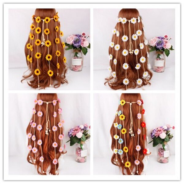 Headdress Garland Sun Flower Hair Band Flower Headband Bohemian Hair Ring Hair Accessories - Image 4