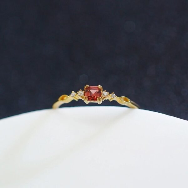 Sterling Silver Garnet Wave Ring - Image 4