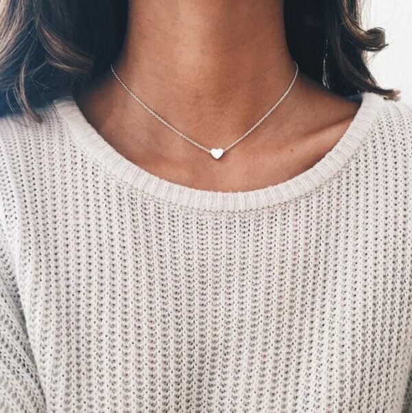 Fashion Tiny Heart Necklace For Women SHORT Chain Heart Shape Pendant Necklace - Image 4