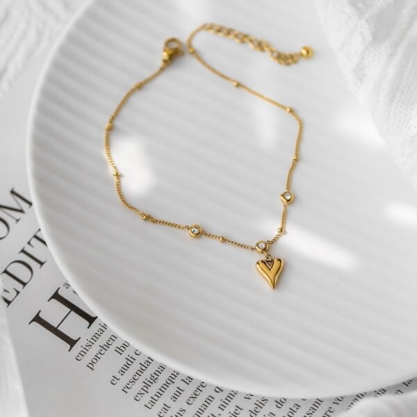New 18K Gold Love Crystal Anklet Female Ins - Image 2