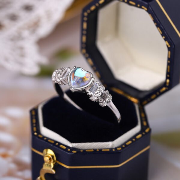 Love Heart-shaped Ring Women's Exquisite Index Finger Ins Cold Wind S925 Sterling Silver Ring - Image 2