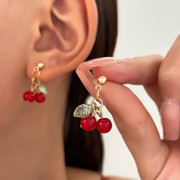 Cherry Light Luxury Minority Design Clavicle Chain Earings Set - Image 2