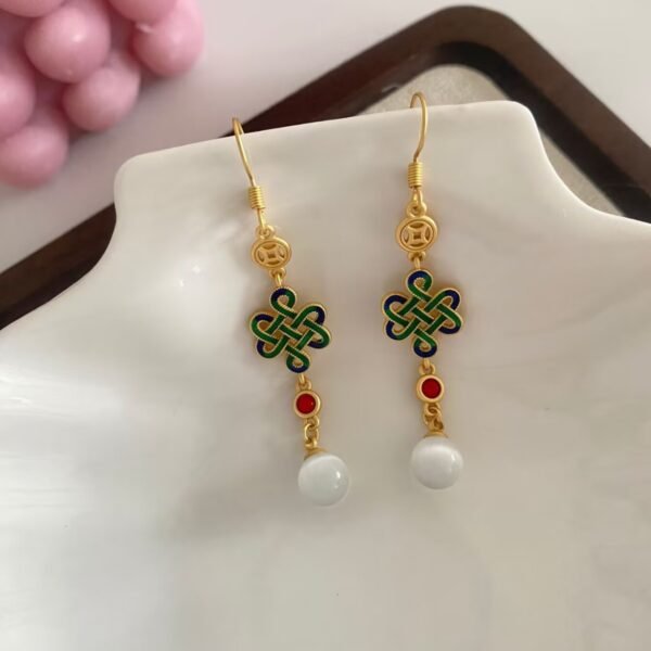 Chinese Knot Tassel Earrings National Style Cheongsam - Image 2
