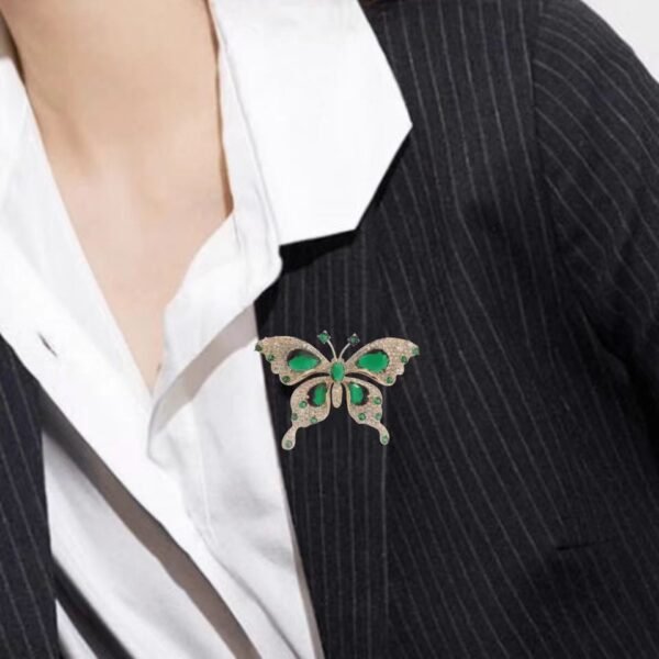 Light Luxury Emerald Butterfly Brooch - Image 4