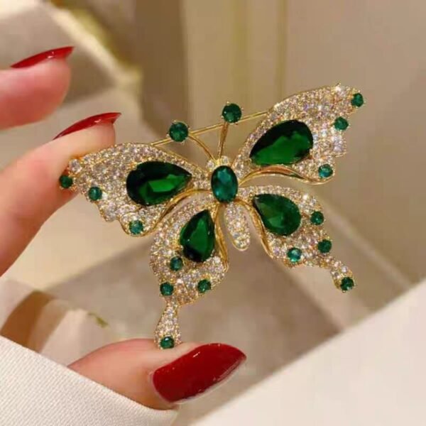 Light Luxury Emerald Butterfly Brooch - Image 5