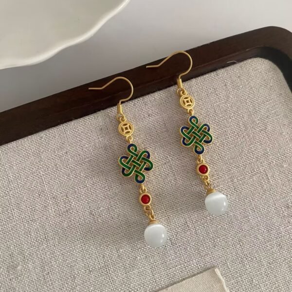 Chinese Knot Tassel Earrings National Style Cheongsam - Image 3