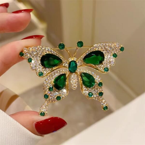 Light Luxury Emerald Butterfly Brooch - Image 3