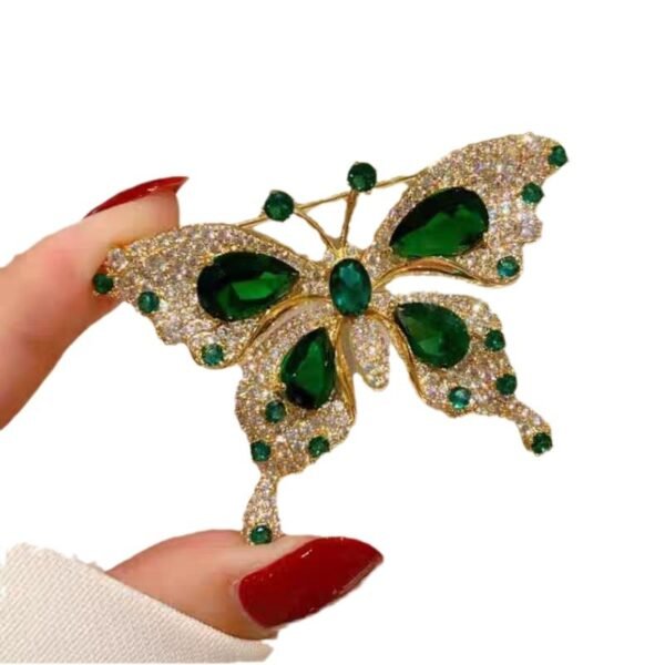 Light Luxury Emerald Butterfly Brooch - Image 2